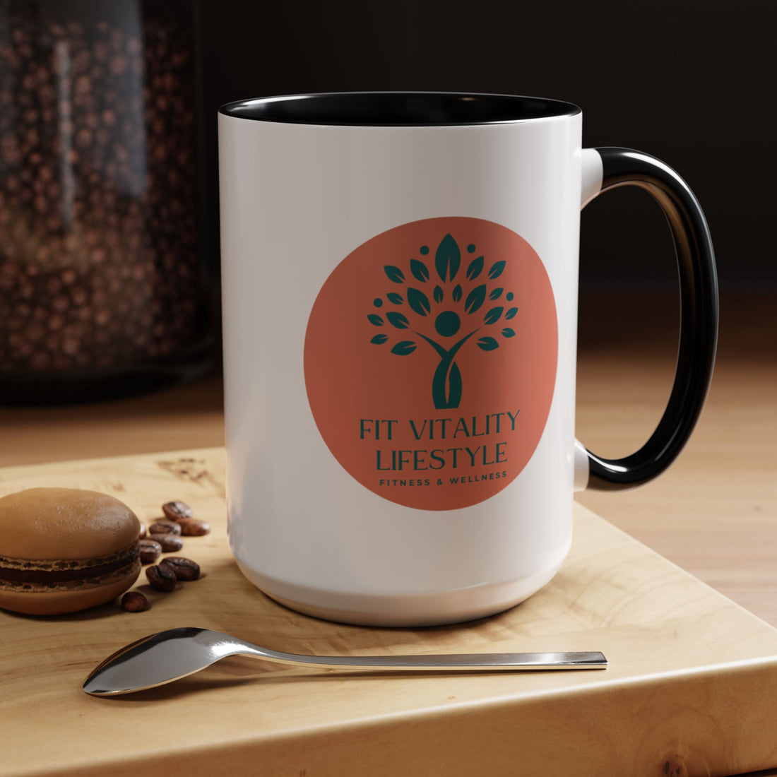 Accent Coffee Mug — Fit Vitality Lifestyle Logo Coffee Cup