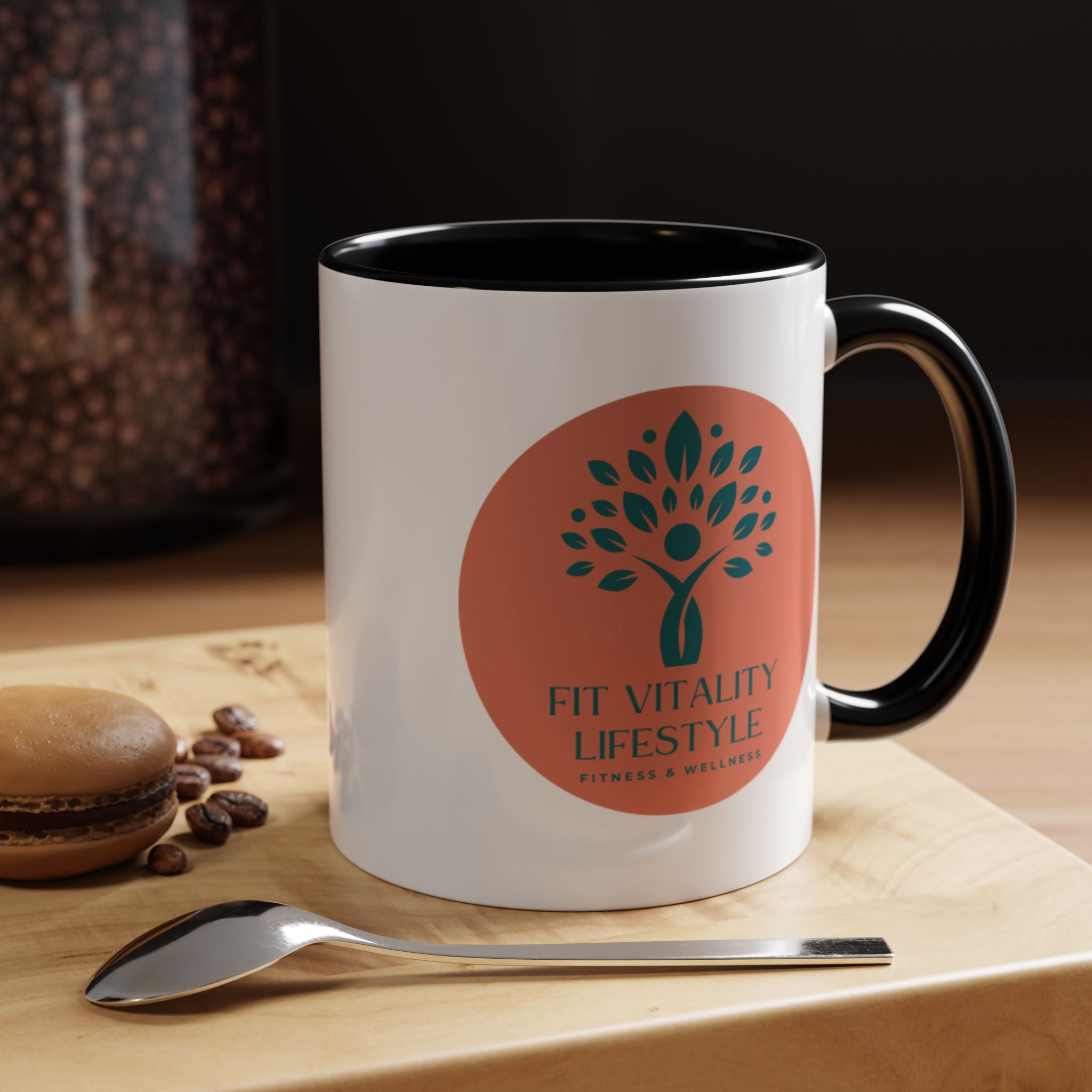 Accent Coffee Mug — Fit Vitality Lifestyle Logo Coffee Cup