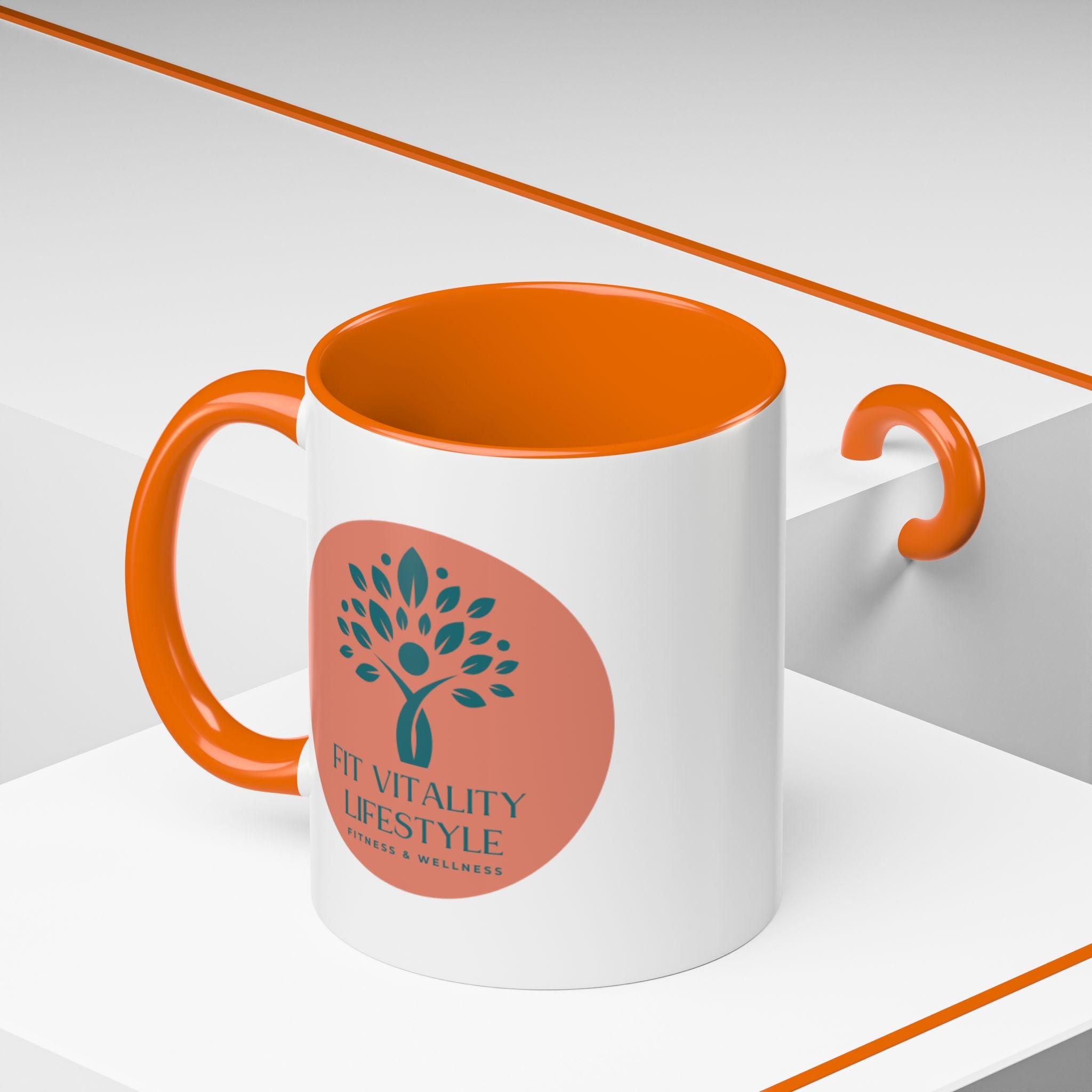 Accent Coffee Mug — Fit Vitality Lifestyle Logo Coffee Cup