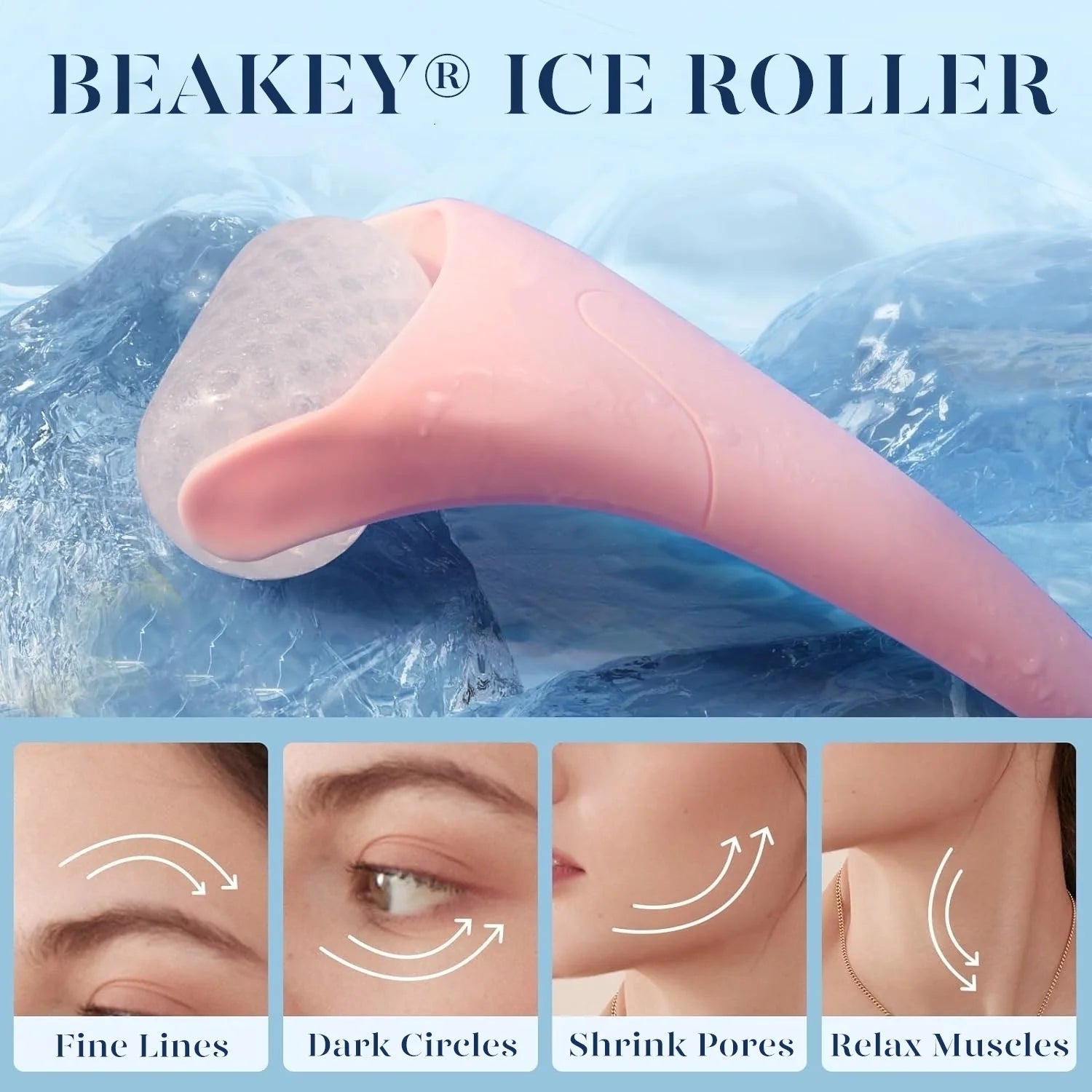 Ice Roller & Gua Sha Face Massager – Pink
