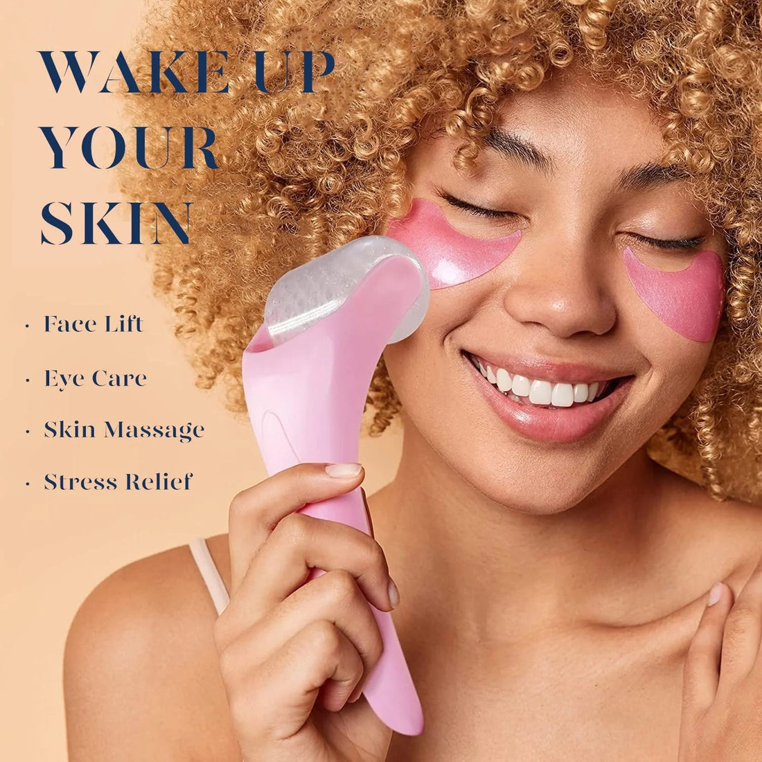 Ice Roller & Gua Sha Face Massager – Pink