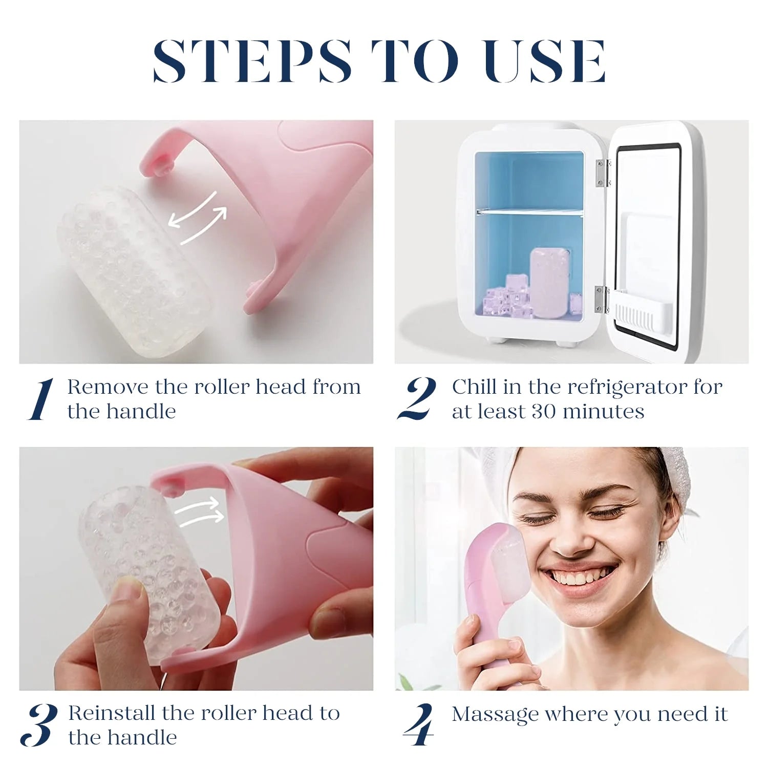 Ice Roller & Gua Sha Face Massager – Pink