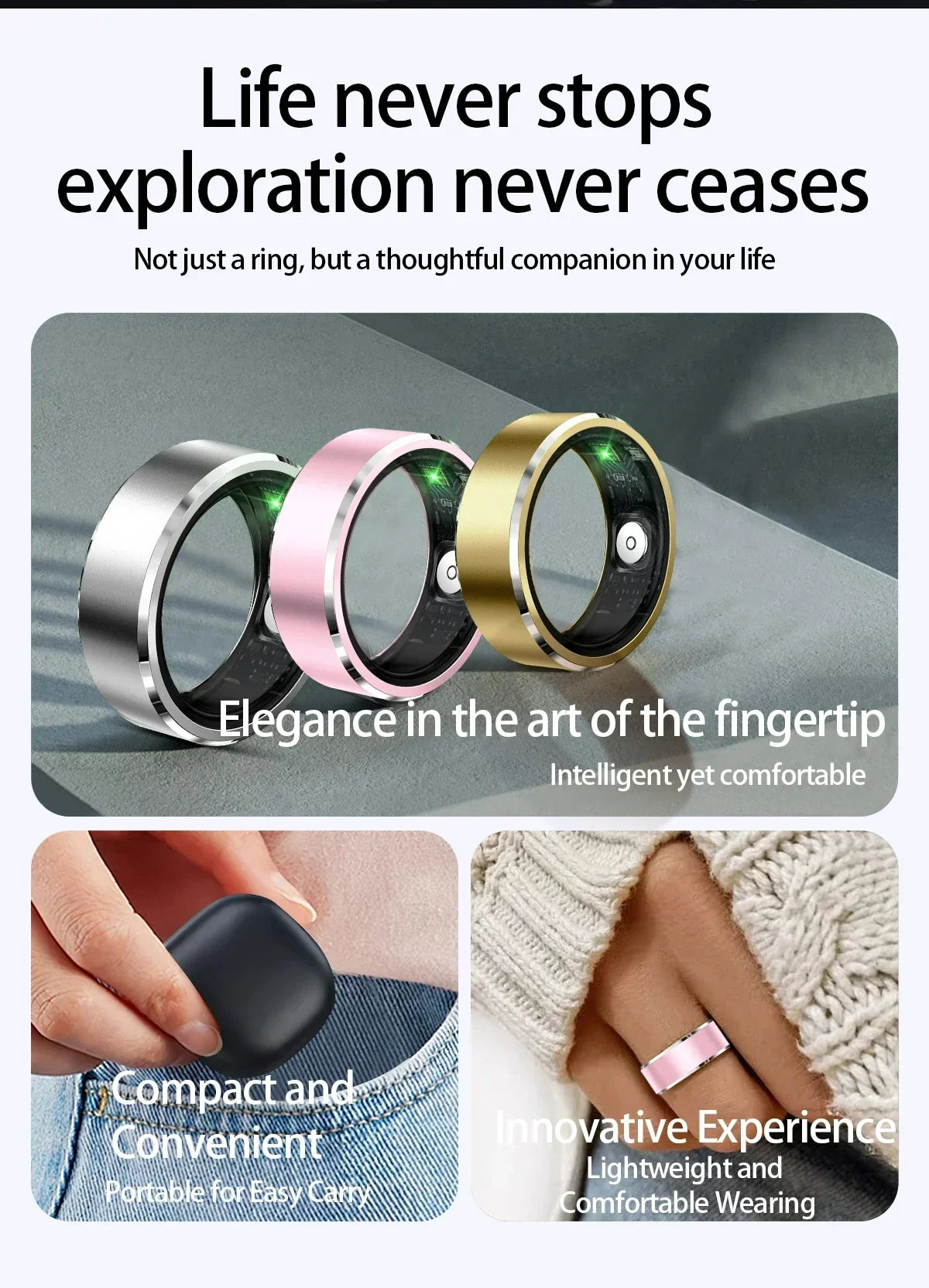 Smart Ring – Heart Rate, Blood Oxygen & Pressure Monitor
